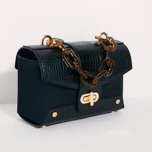 Free People Lisha Top Handle Black Clutch NWOT